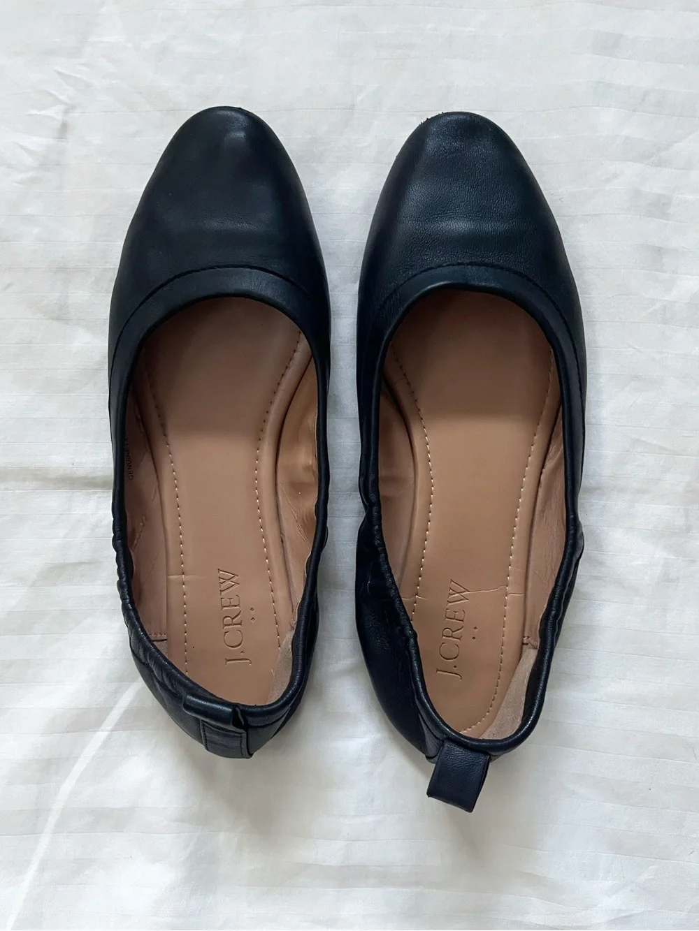 J. Crew | Lizzie Leather Round Toe Ballet Flats | Black, Size 6.5